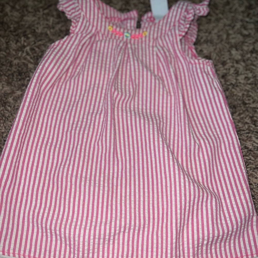 Baby Girl Pink and White Striped Dress 💗👶🏽